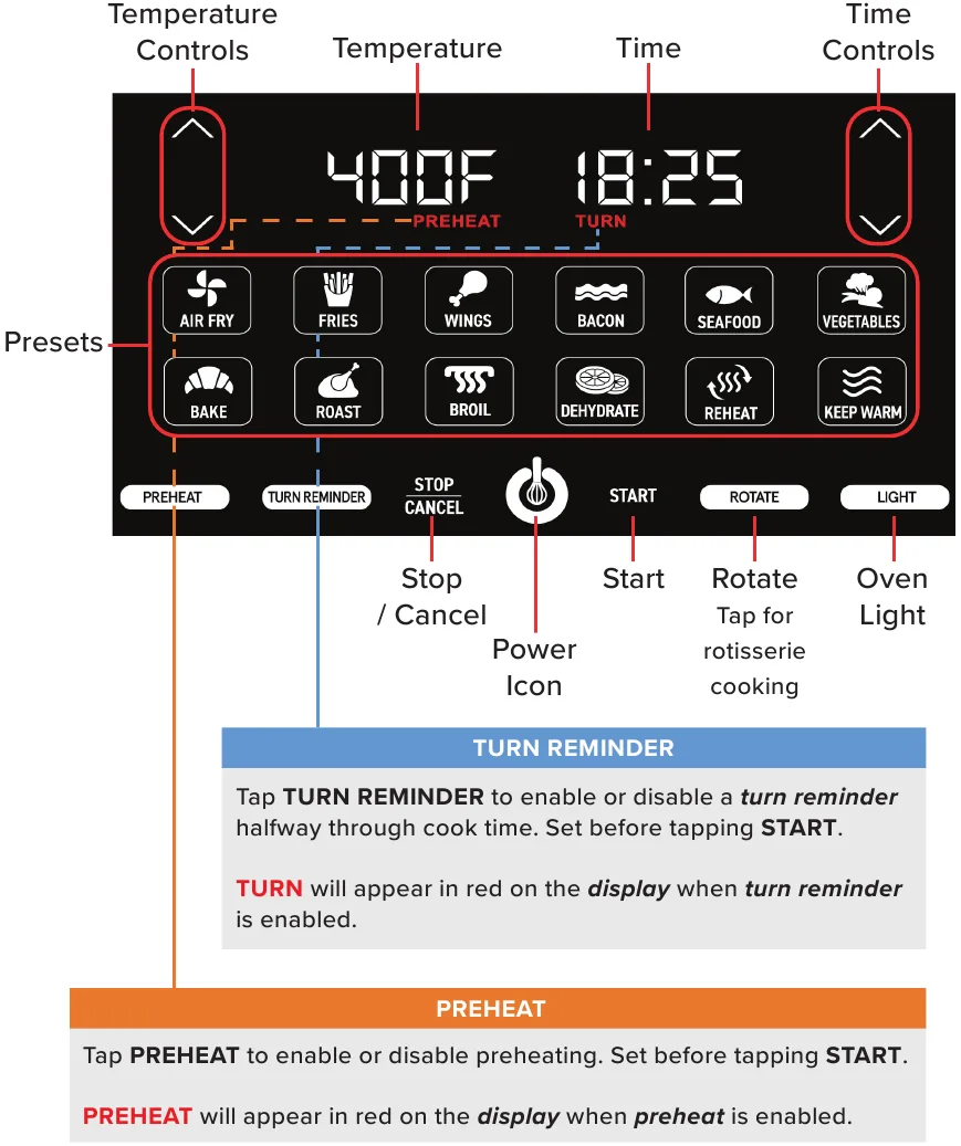 air fryer temperature dial settings