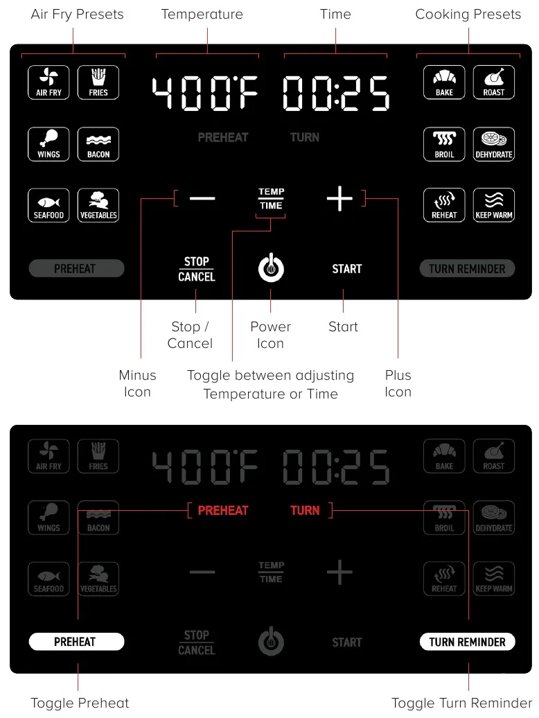 air fryer temperature settings