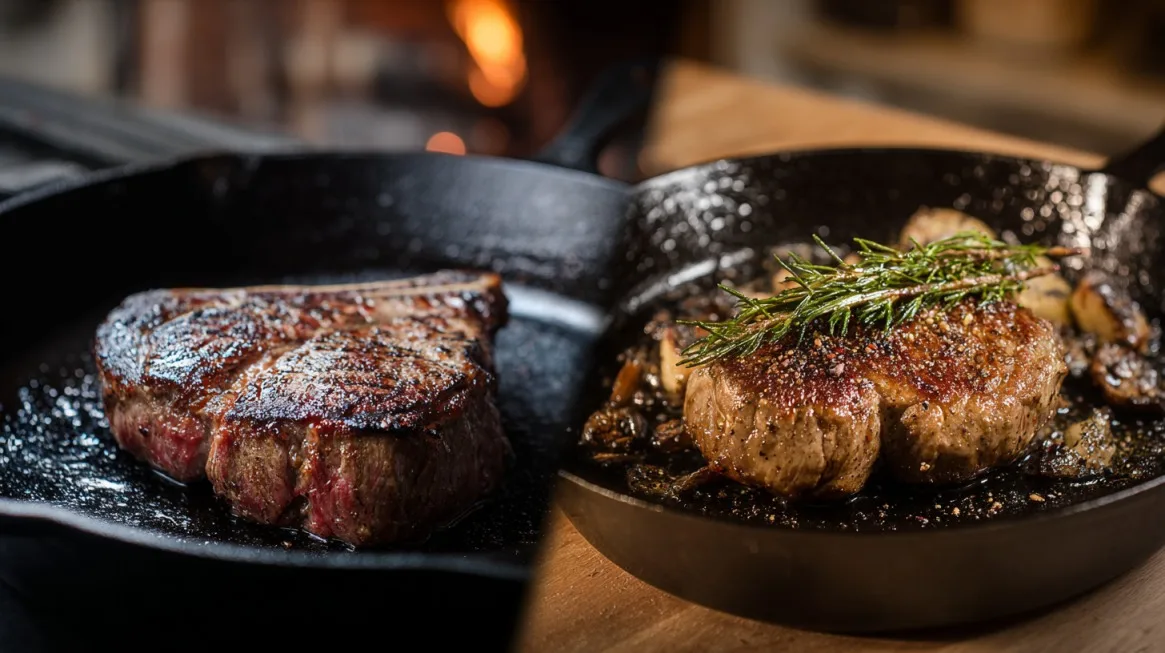 air fryer vs cast iron steak crust comparison