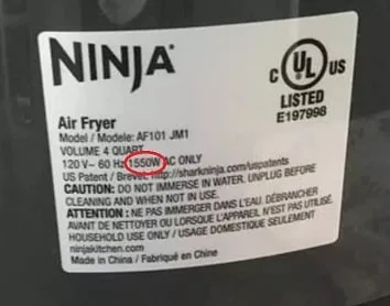 air fryer wattage