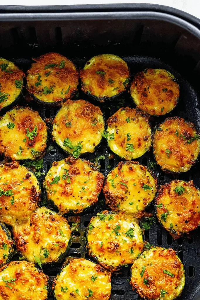 air fryer zucchini rounds golden and crispy