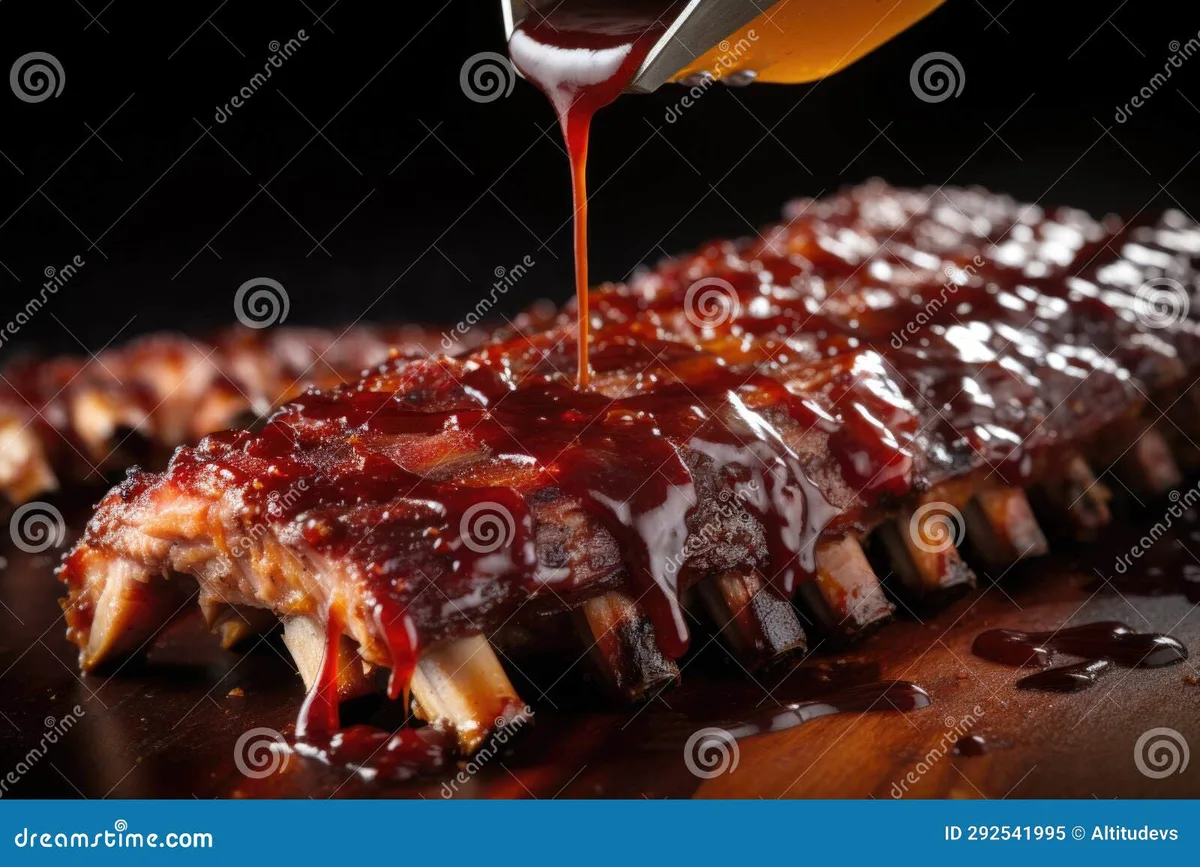 BBQ sauce on ribs