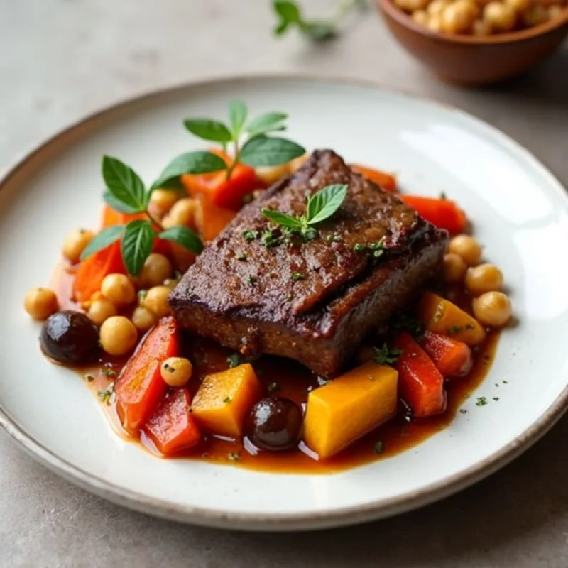 Braised short ribs with vegetables