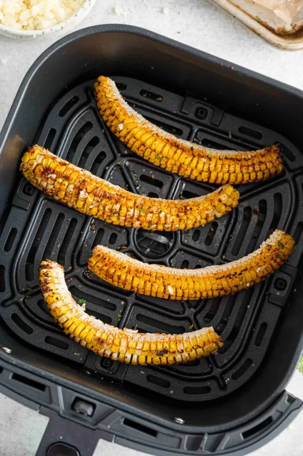 corn ribs in air fryer basket