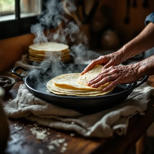corn tortillas warming