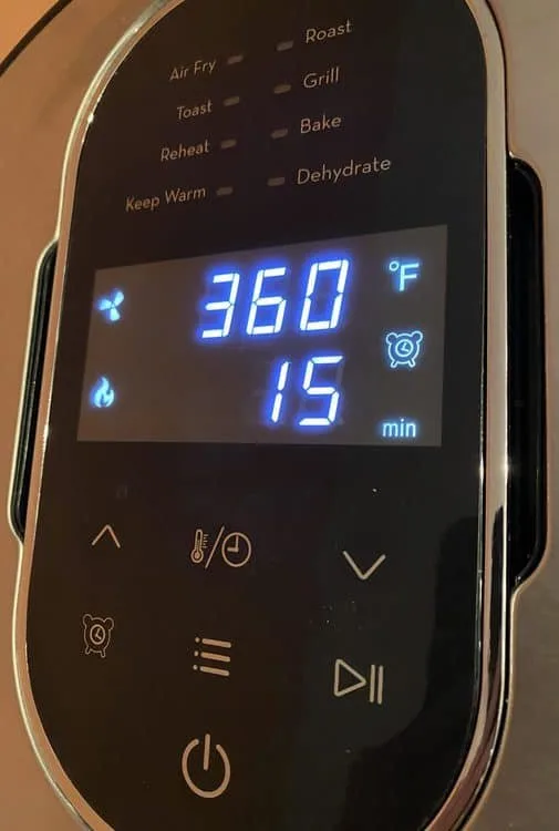 GoWise USA air fryer control panel