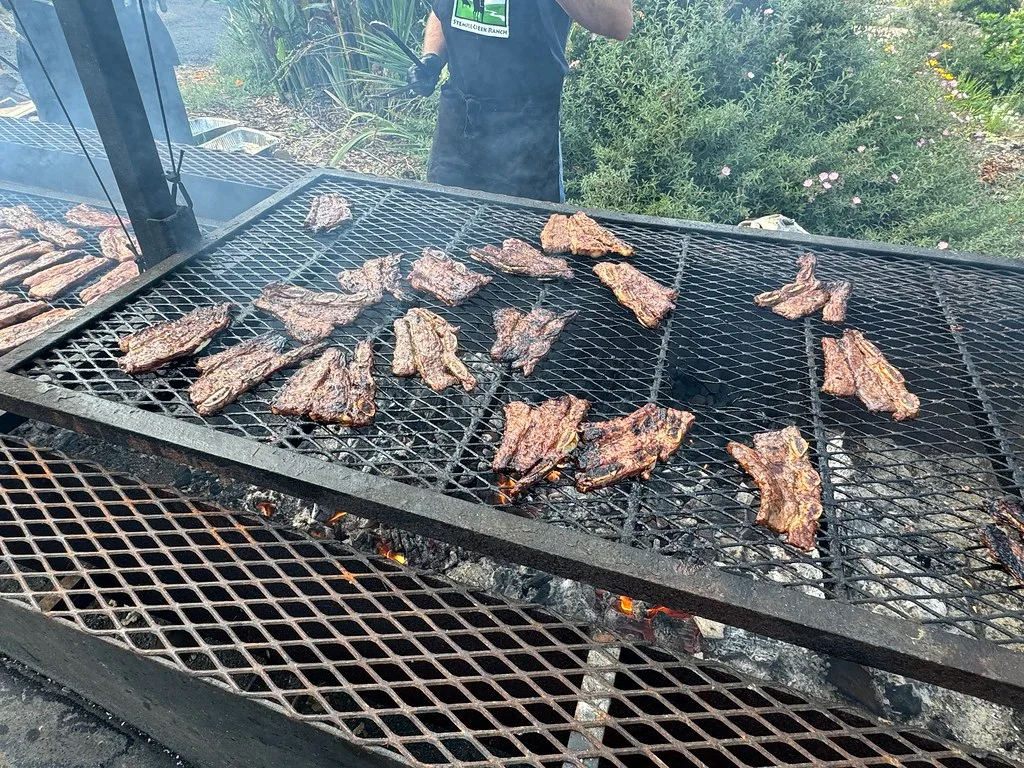 Grilled short ribs on barbecue