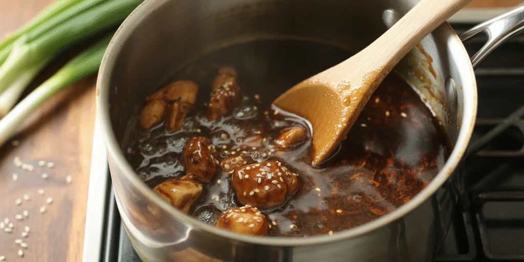 homemade sesame sauce simmering