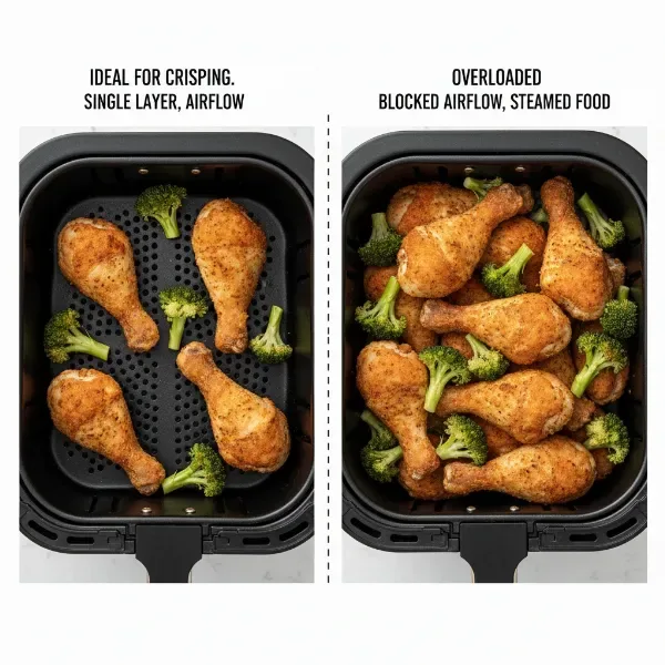 overcrowded air fryer basket