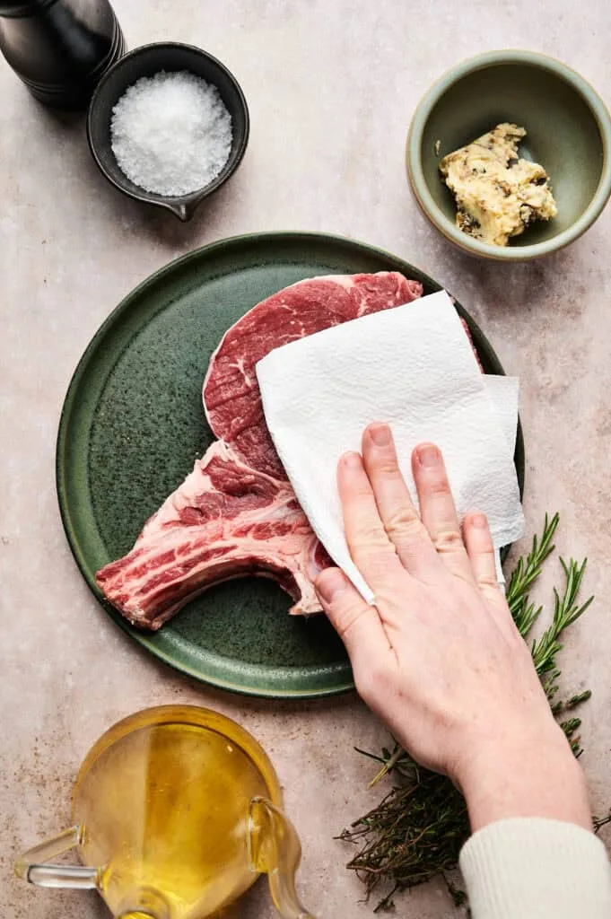 Patting Steak Dry